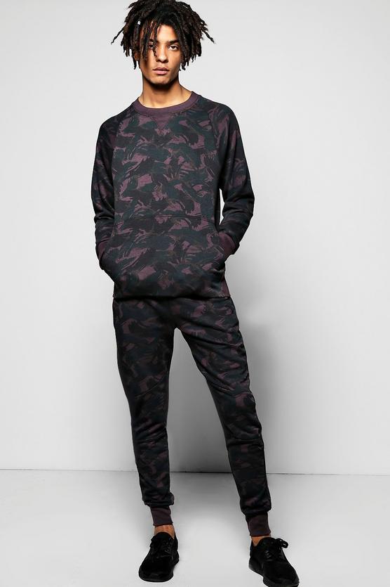 Skinny Fit Camo Sweat Tracksuit